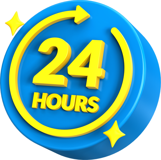 3D icon design of 24 hours working time